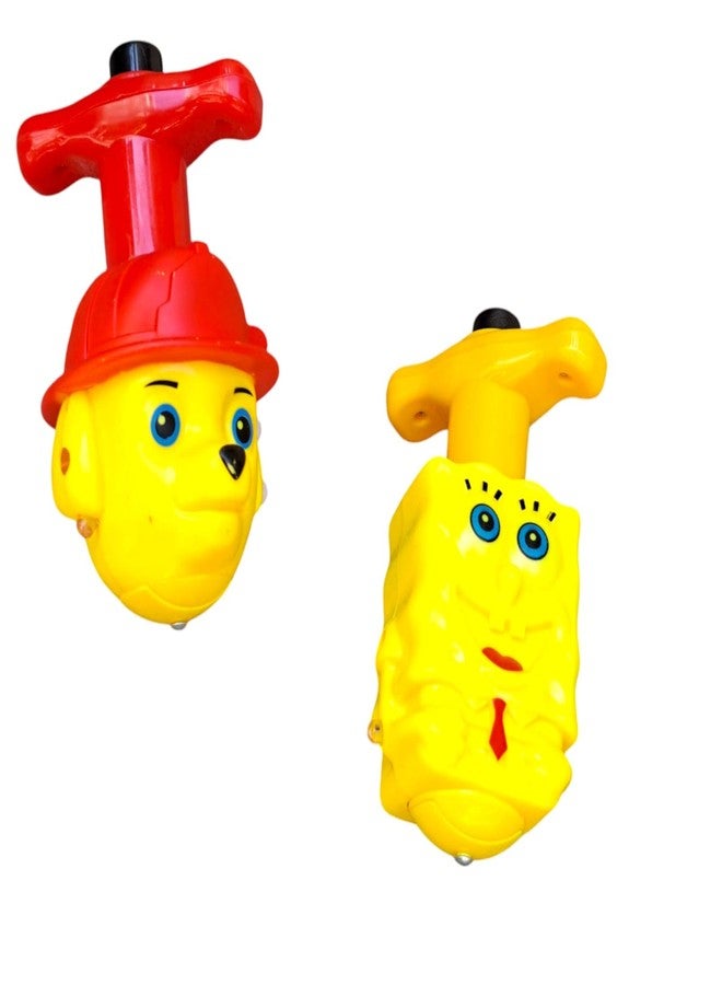 JNiL Spinning Top with Luminous LED Light, Music and Laser Magic Latto Gyro Toys Flashing Plastic Top Toy for Kids Party Birthday Gift (Pack of 2) (Yellow-Red) - Image 2